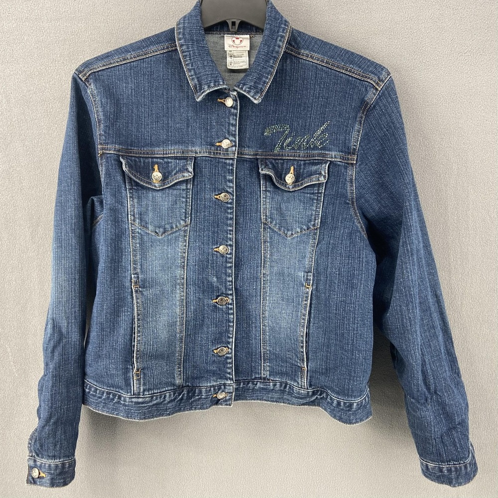 Tinker Bell Disney Jacket Girls XL 18-20 Blue Jean Denim Rhinestone Tink Graphic